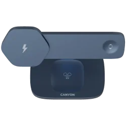 CANYON Wireless Charging Station Hexagon 310 3in1 DarkGrey/Blue - 3