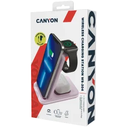 CANYON wireless charger WS-304 15W 3in1 Iced Pink - 9