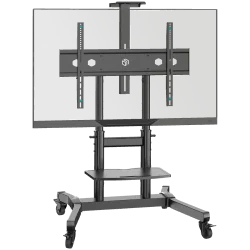 ONKRON Mobile TV Stand Rolling TV Cart for 50"-90" Screens up to 90 kg, Black - 1