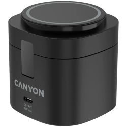 Canyon 4 in 1 Wireless Charging Stand, 30W max, Size: 70x70x70.3mm, weight: 414g, with 65W charger and 1M cable, black - 1