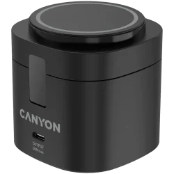 Canyon 4 in 1 Wireless Charging Stand, 30W max, Size: 70x70x70.3mm, weight: 414g, with 65W charger and 1M cable, black - 1