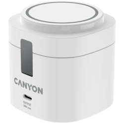 Canyon 4 in 1 Wireless Charging Stand, 30W max, Size: 70x70x70.3mm, weight: 414g, with 65W charger and 1M cable, white - 1