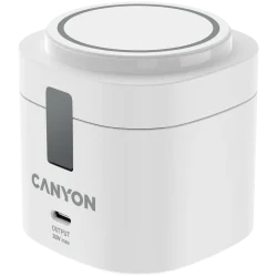 Canyon 4 in 1 Wireless Charging Stand, 30W max, Size: 70x70x70.3mm, weight: 414g, with 65W charger and 1M cable, white - 1