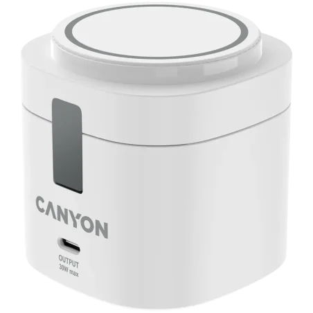 Canyon 4 in 1 Wireless Charging Stand, 30W max, Size: 70x70x70.3mm, weight: 414g, with 65W charger and 1M cable, white - 1