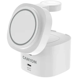 Canyon 4 in 1 Wireless Charging Stand, 30W max, Size: 70x70x70.3mm, weight: 414g, with 65W charger and 1M cable, white - 2