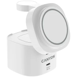 Canyon 4 in 1 Wireless Charging Stand, 30W max, Size: 70x70x70.3mm, weight: 414g, with 65W charger and 1M cable, white - 3