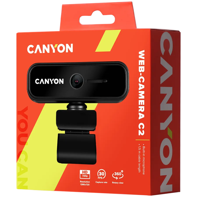 CANYON webcam C2 HD 720P Black - 1
