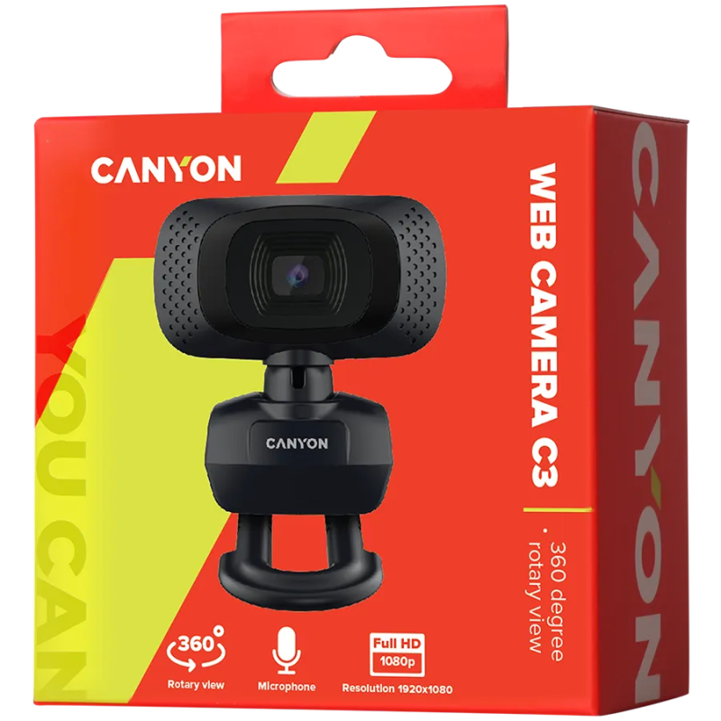 CANYON webcam C3 HD 720p Black - 1