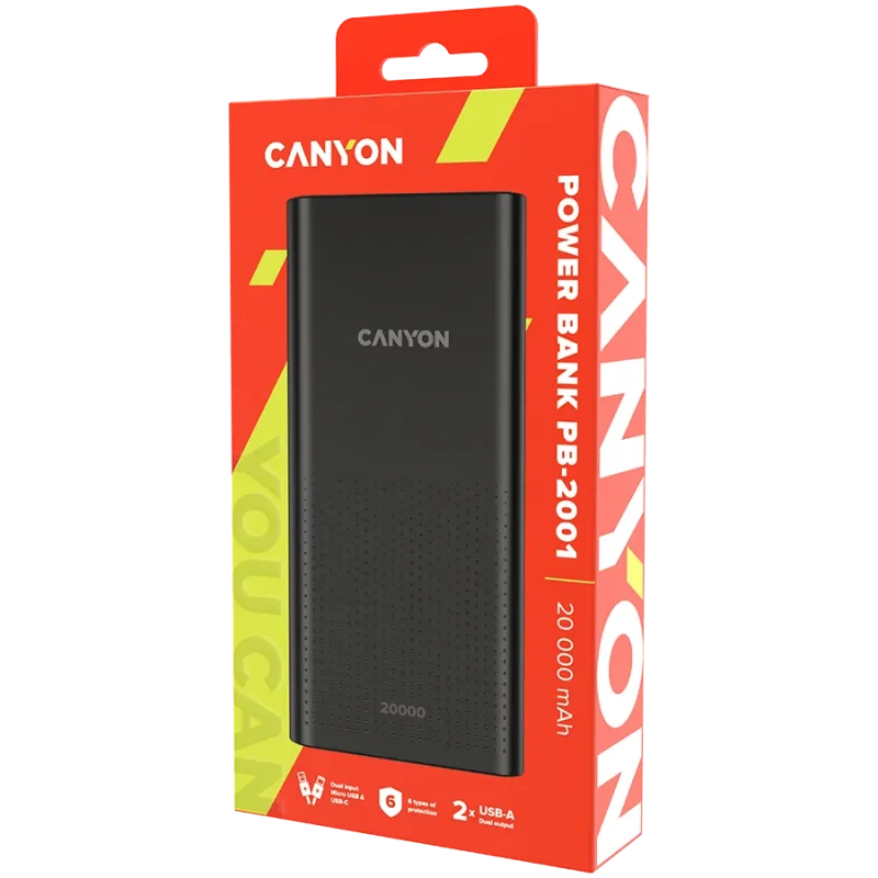 CANYON power bank PB-2001 20000 mAh Black - 1