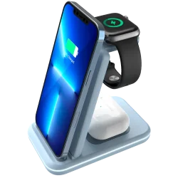 CANYON wireless charger WS-304 15W 3in1 Blue - 1