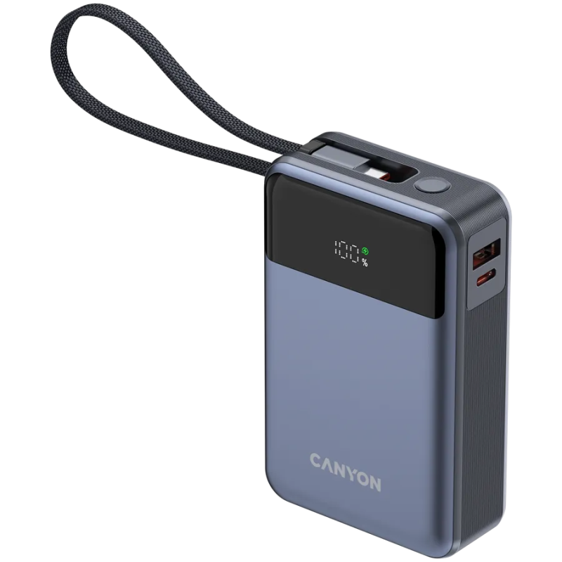 CANYON power bank OnPower 600 built-in cable 20000 mAh PD65W Dark Grey - 1