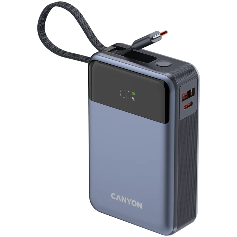 CANYON power bank OnPower 600 built-in cable 20000 mAh PD65W Dark Grey - 1