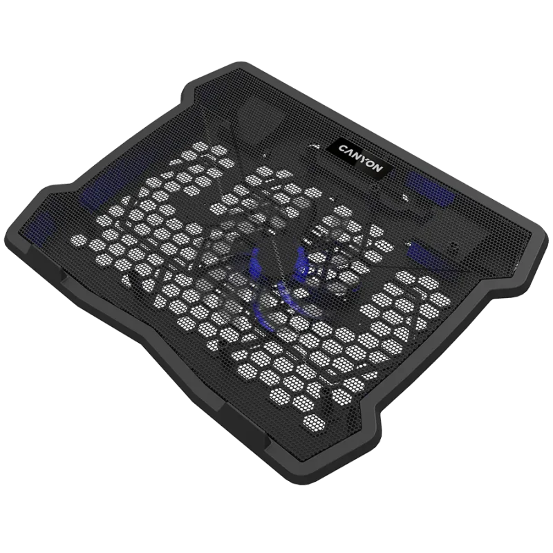 CANYON NS02, Cooling stand single fan with 2x2.0 USB hub, support up to 10”-15.6” laptop, ABS plastic and iron, Fans dimension:1