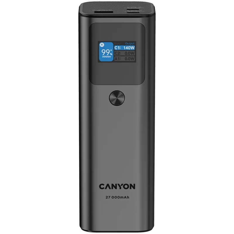 CANYON power bank PB-2010 TFT 27000 mAh 97.2Wh PD140W QC 3.0 Dark Grey - 1
