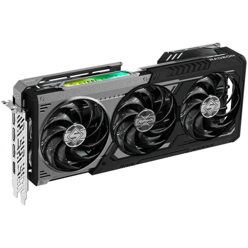 ASROCK Video Card AMD Radeon RX 9070 XT Steel Legend Dark 16GB GDDR6 256-bit HDMI 3x DP - 1