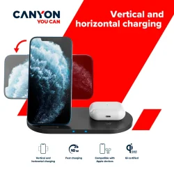 CANYON wireless charger WS-202 10W 2in1 Black - 5