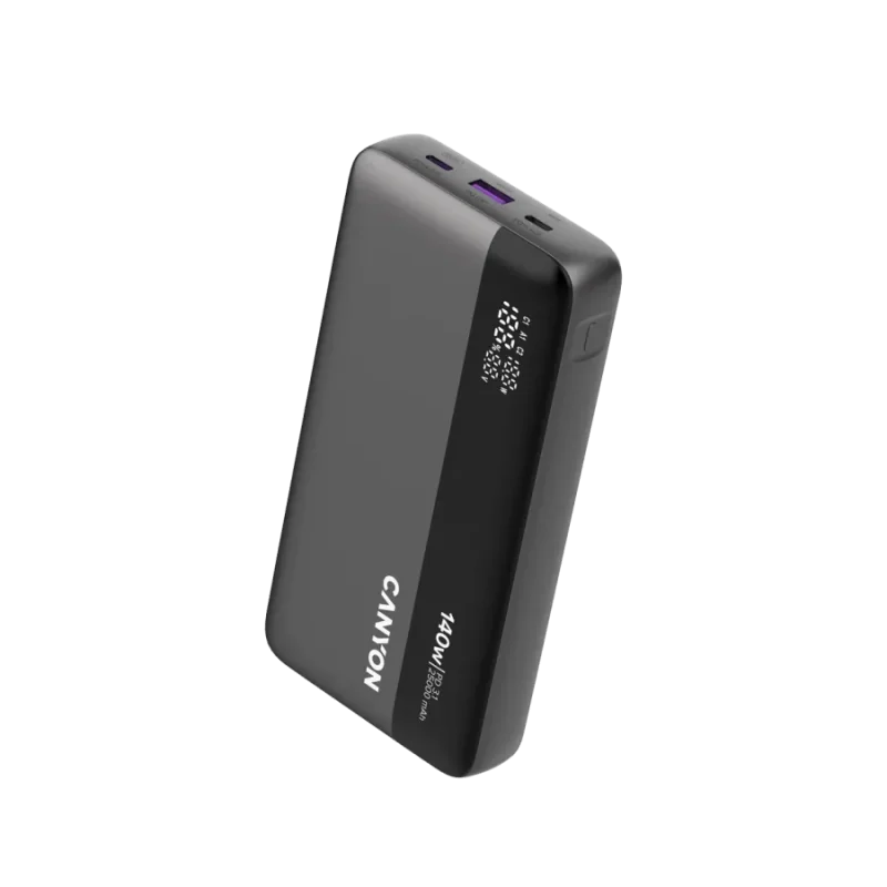 CANYON Power Bank PB-240, 25000mAh PD140W display power bank,Size160.0x82x27 mm Weight 508+-10g, Dark Grey - 1