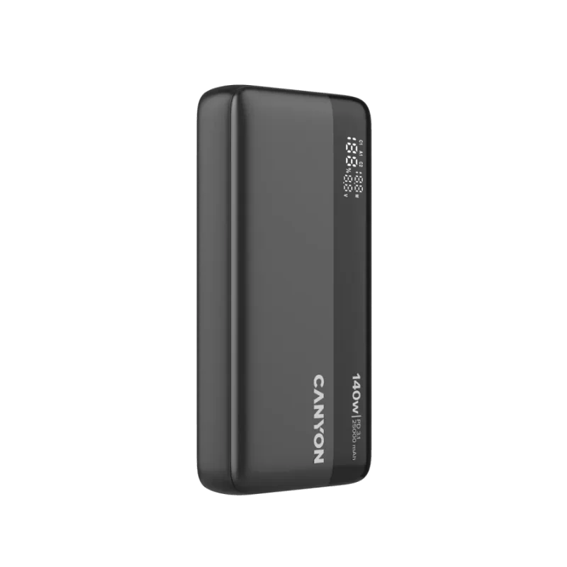 CANYON Power Bank PB-240, 25000mAh PD140W display power bank,Size160.0x82x27 mm Weight 508+-10g, Dark Grey - 1