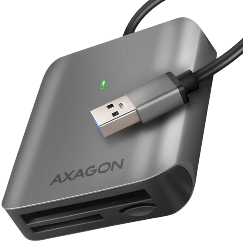 Axagon Aluminum high-speed USB-A 3.2 Gen 1 memory card reader. 3 slots, UHS-II. - 1