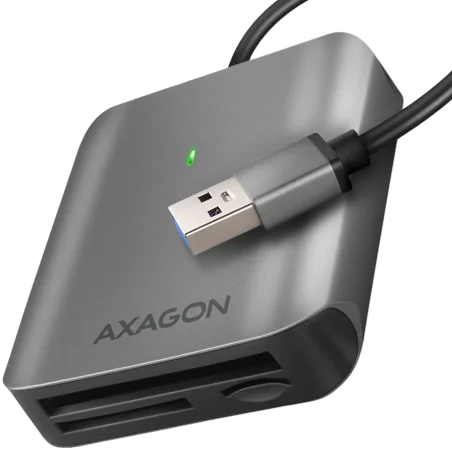 Axagon Aluminum high-speed USB-A 3.2 Gen 1 memory card reader. 3 slots, UHS-II. - 1