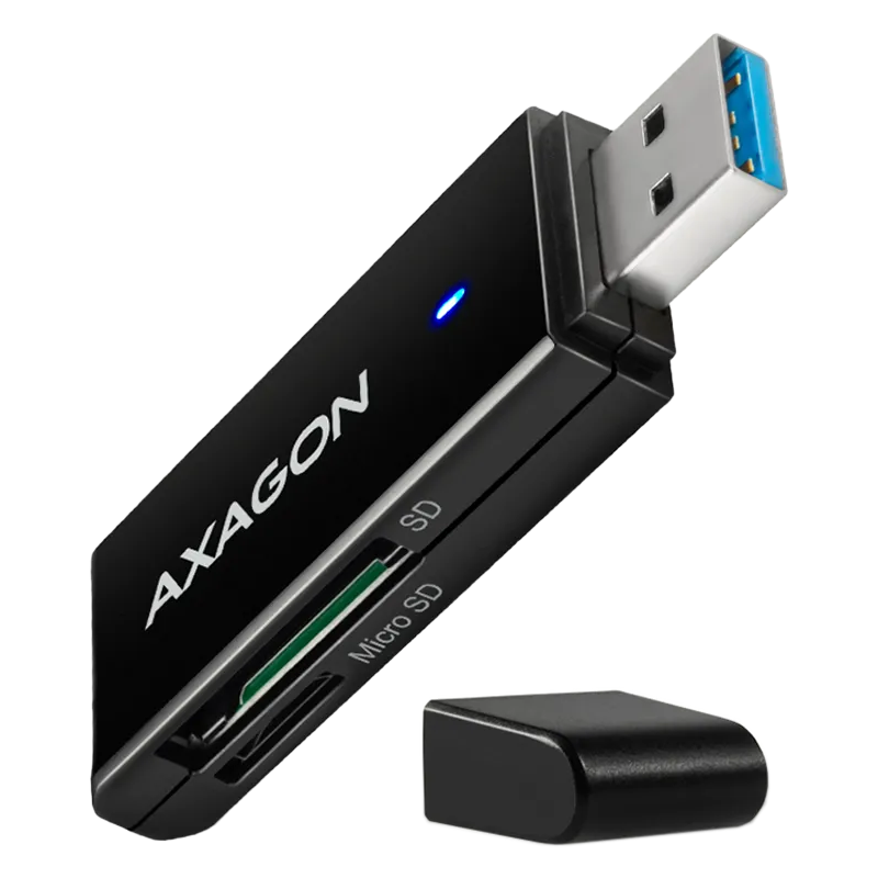 Axagon Slim super-speed USB 3.2 Gen 1 card reader with a direct USB-A connector. - 1