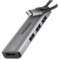 AXAGON HMC-H3A 3x USB-A (2x USB2.0, 1x USB3.0) + HDMI 4K 30Hz, 3.2 Gen 1 hub, metal, 15cm USB-C cable - 1