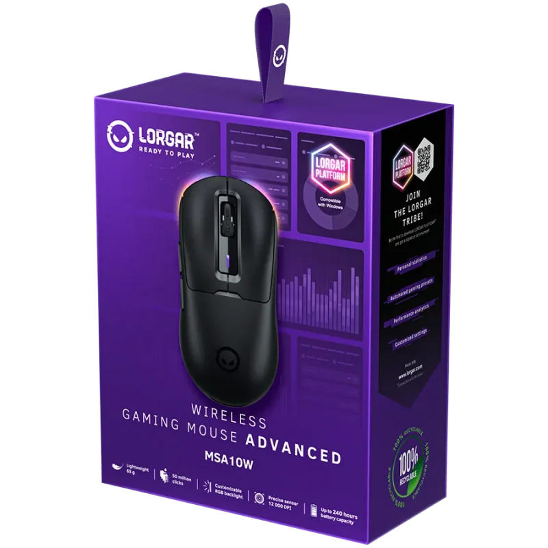 LORGAR MSA10W, Wireless Gaming Mouse Advanced, black - 1