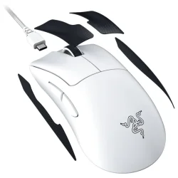 Razer DeathAdder V3 Pro - White Edition, Ergonomic Wireless Gaming Mouse, Speedflex Charging Cable USB Type C, 30000DPI, Optical