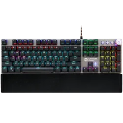 CANYON Nightfall GK-7, Wired Gaming Keyboard,Black 104 mechanical switches,60 million times key life, 22 types of lights,Removab