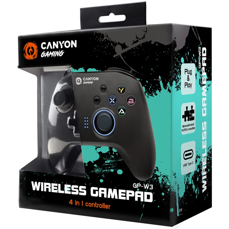CANYON gamepad GP-W3 Android/Nintendo/PC/PS3 Wireless Black - 1