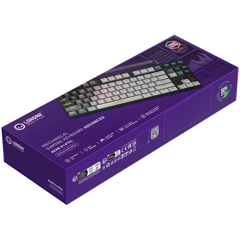 LORGAR Azar 514TKL, Wired RGB mechanical gaming keyboard, white, EN layout - 1