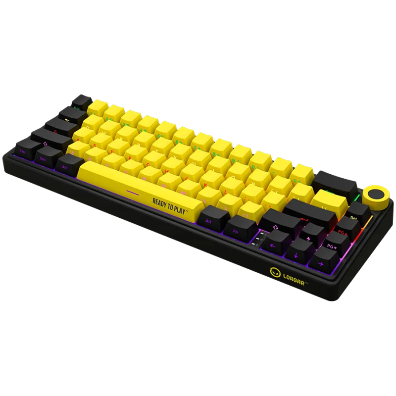 LORGAR KBP70MW, Wireless 65% Mechanical Gaming Keyboard Pro, Black/yellow, EN layout - 1