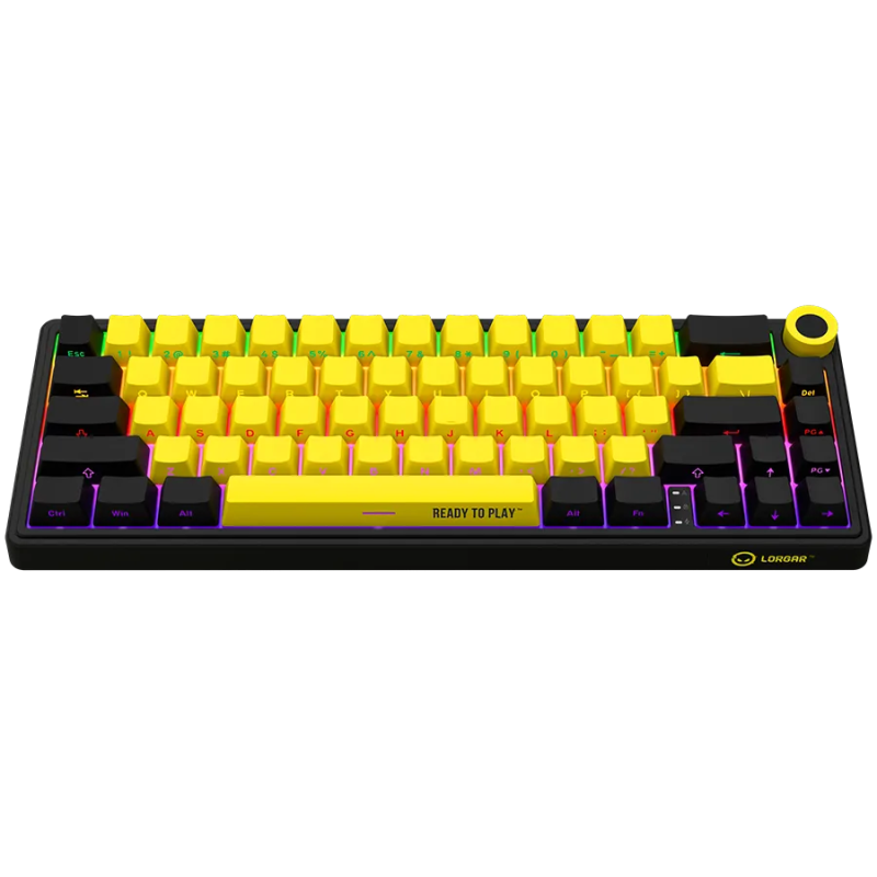 LORGAR KBP70MW, Wireless 65% Mechanical Gaming Keyboard Pro, Black/yellow, EN layout - 1