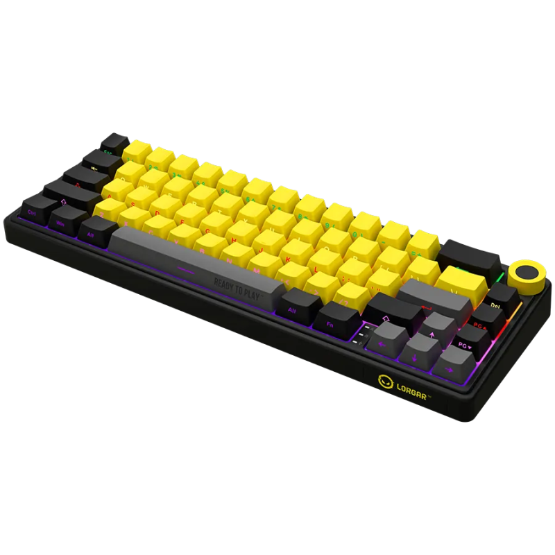 LORGAR KBP70MW, Wireless 65% Mechanical Gaming Keyboard Pro, Black/yellow, EN layout - 1