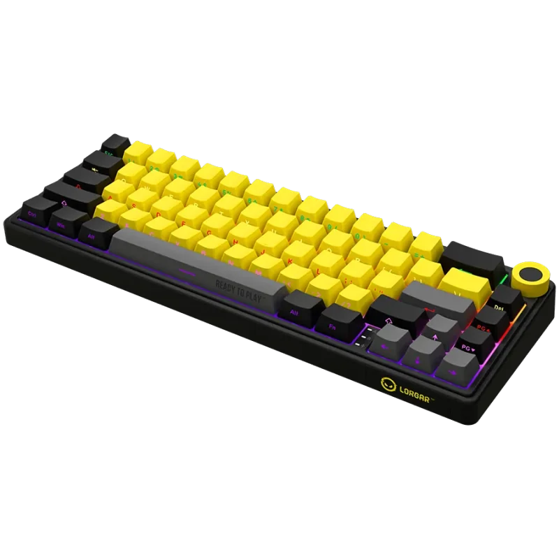 LORGAR KBP70MW, Wireless 65% Mechanical Gaming Keyboard Pro, Black/yellow, EN layout - 1