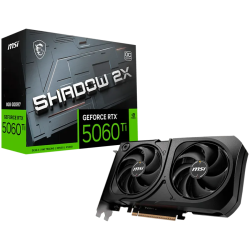 MSI Video Card NVIDIA GeForce RTX 5060 Ti 8G SHADOW 2X OC PLUS, 8GB GDDR7, 128-bit, 2617 MHz Boost, 4608 CUDA Cores, PCIe 5.0 (x