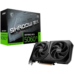 MSI Video Card NVIDIA GeForce RTX 5060 Ti 8G SHADOW 2X OC PLUS, 8GB GDDR7, 128-bit, 2617 MHz Boost, 4608 CUDA Cores, PCIe 5.0 (x