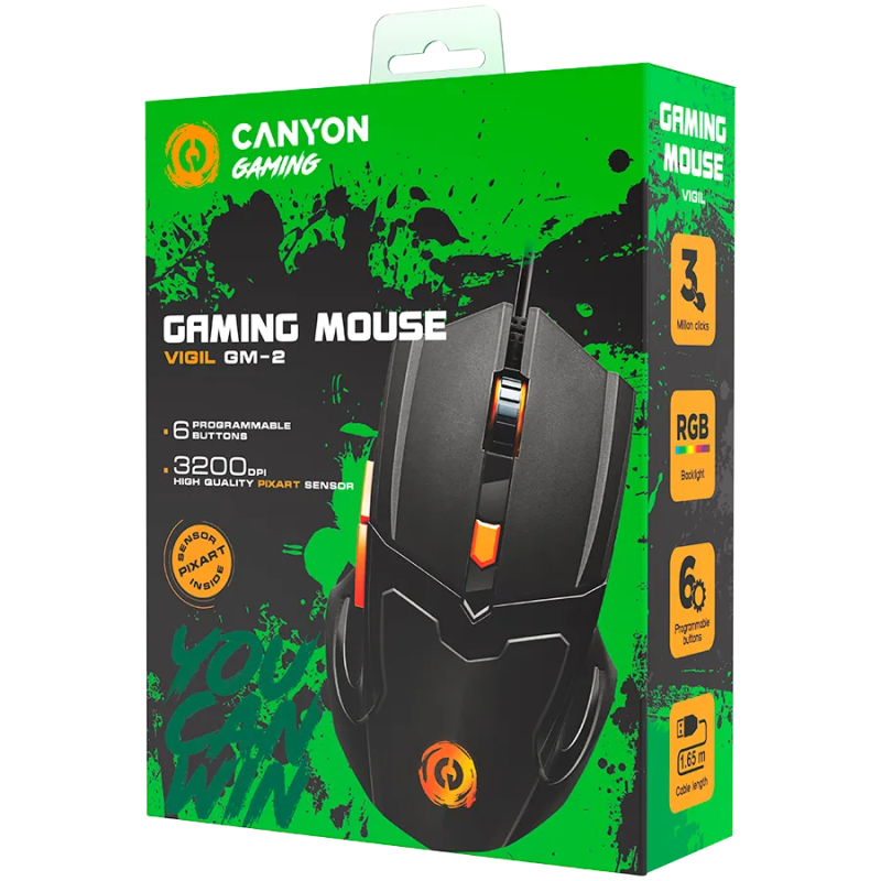 CANYON mouse Vigil GM-2 RGB 6buttons Wired Black - 1