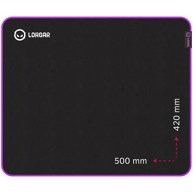 Lorgar Main 315, Gaming mouse pad, High-speed surface, Purple anti-slip rubber base, size: 500mm x 420mm x 3mm, weight 0.39kg - 