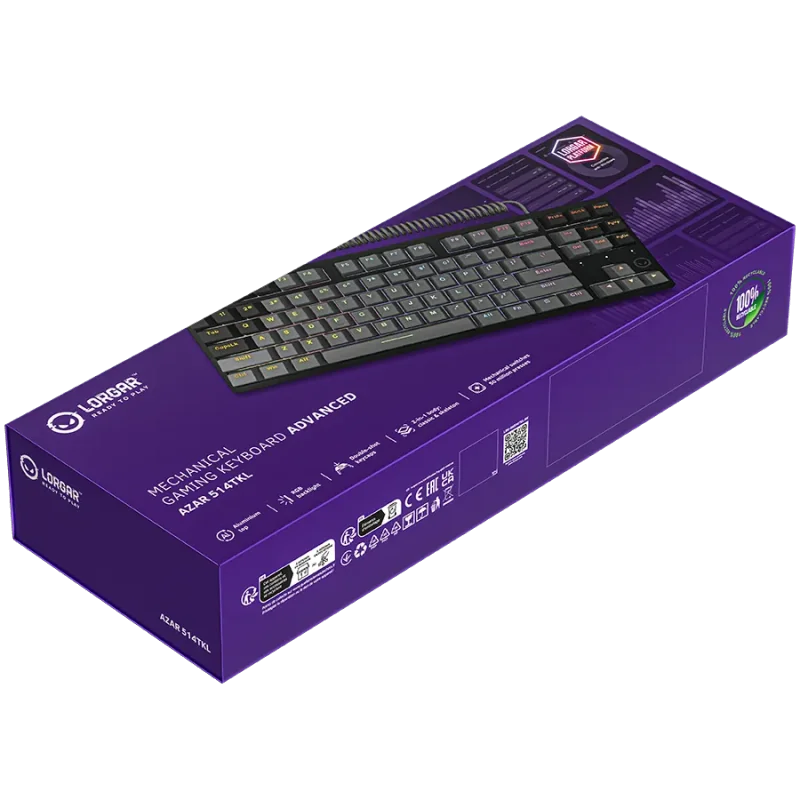 LORGAR Azar 514TKL, Wired RGB mechanical gaming keyboard, black, EN layout - 1