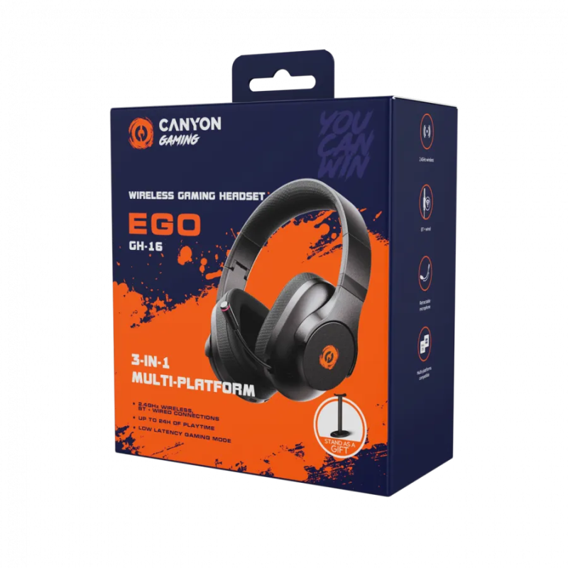 CANYON headset EGO GH-16 3in1 2.4Ghz+BT White - 1