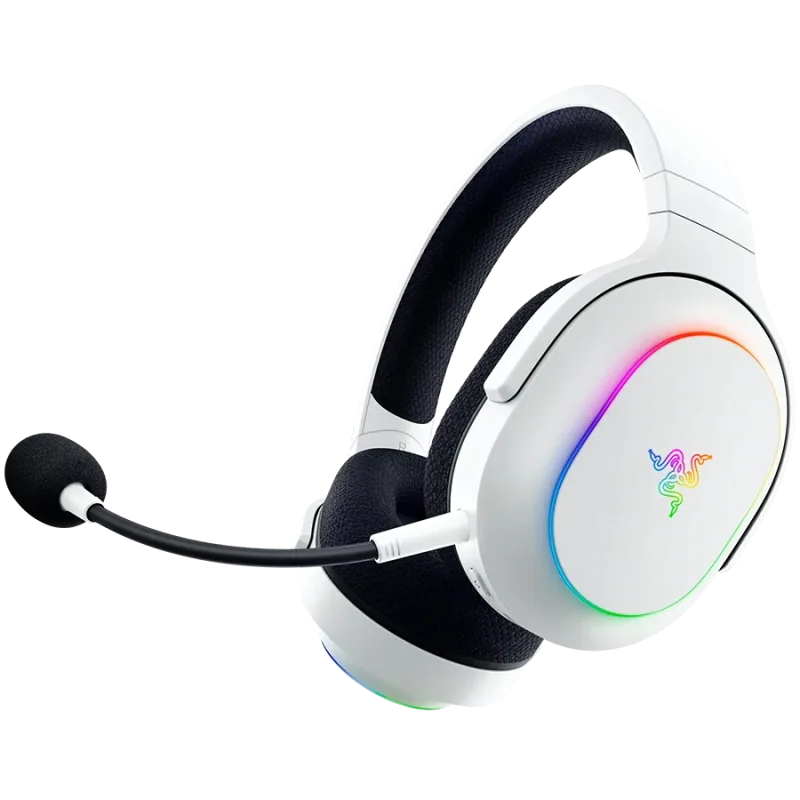 Razer Barracuda X Chroma, Gaming Headset, White, Oval Ear Cushions, 2.4 GHz Wireless / Bluetooth, Breathable Fabric with Memory 