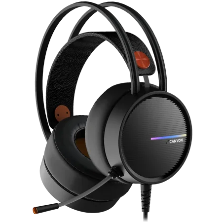 CANYON INTERCEPTOR GH-8A, Gaming headset 3.5mm jack plus USB connector for LED backlight, adjustable microphone and volume contr