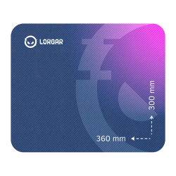Lorgar Main 133, Gaming mouse pad, High-speed surface, Purple anti-slip rubber base, size: 360mm x 300mm x 3mm, weight 0.2kg - 1