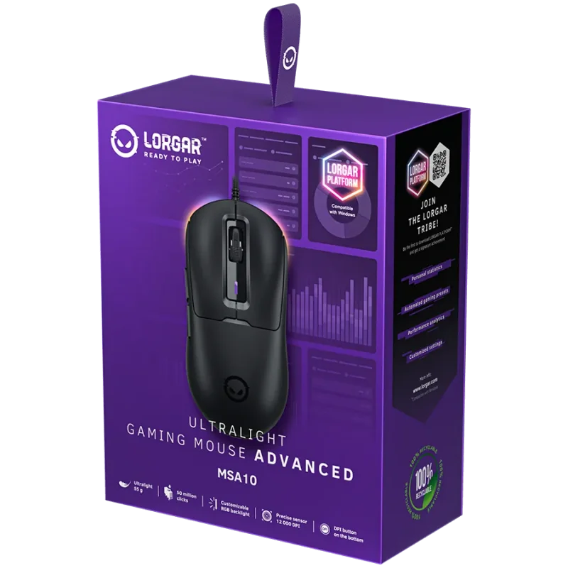 LORGAR MSA10, Ultralight Wired Gaming Mouse Advanced, black - 1