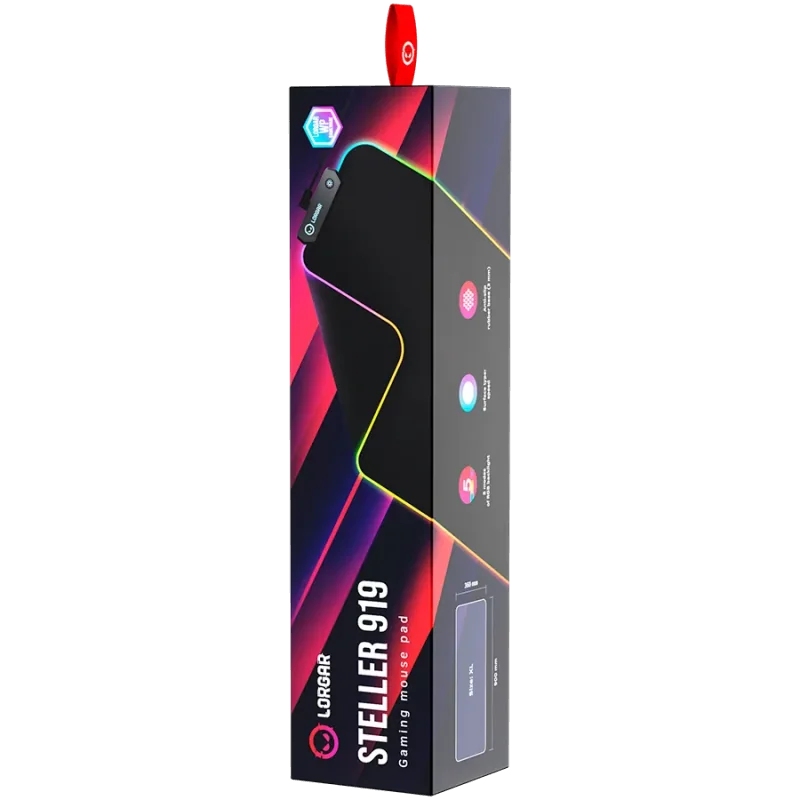 Lorgar Steller 919, Gaming mouse pad, High-speed surface, anti-slip rubber base, RGB backlight, USB connection, Lorgar WP Gamewa
