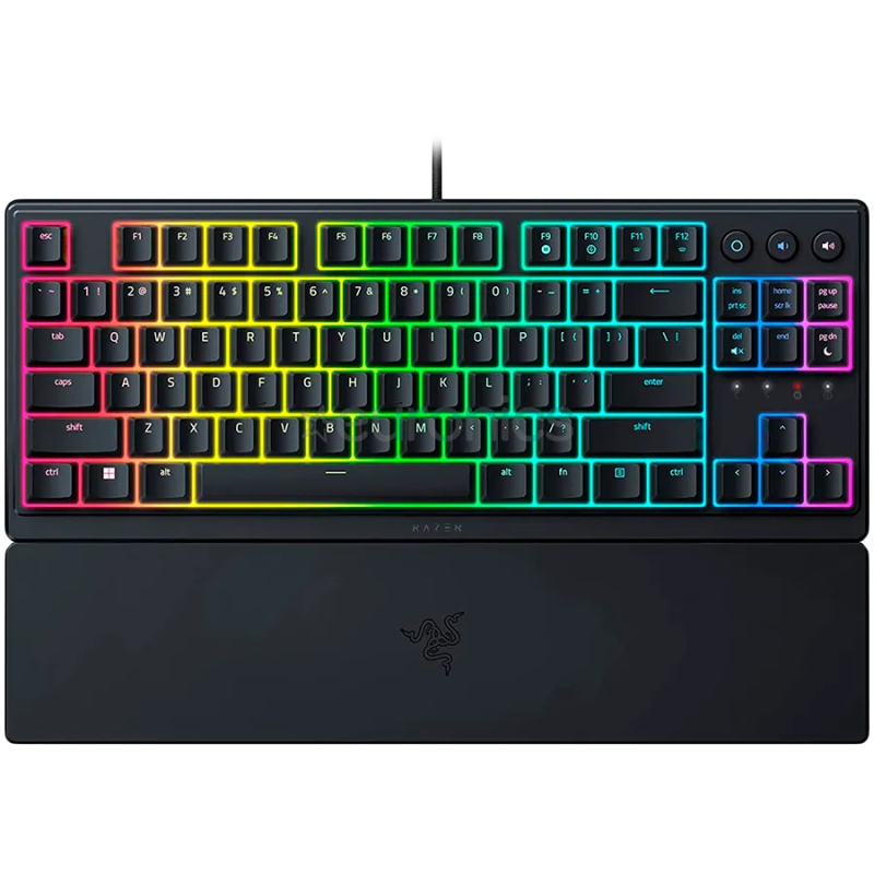 Razer Ornata V3 Tenkeyless, Low Profile Gaming Keyboard, US Layout, 8 Razer Chroma™ RGB Lighting Zones, Dedicated Media Keys, UV