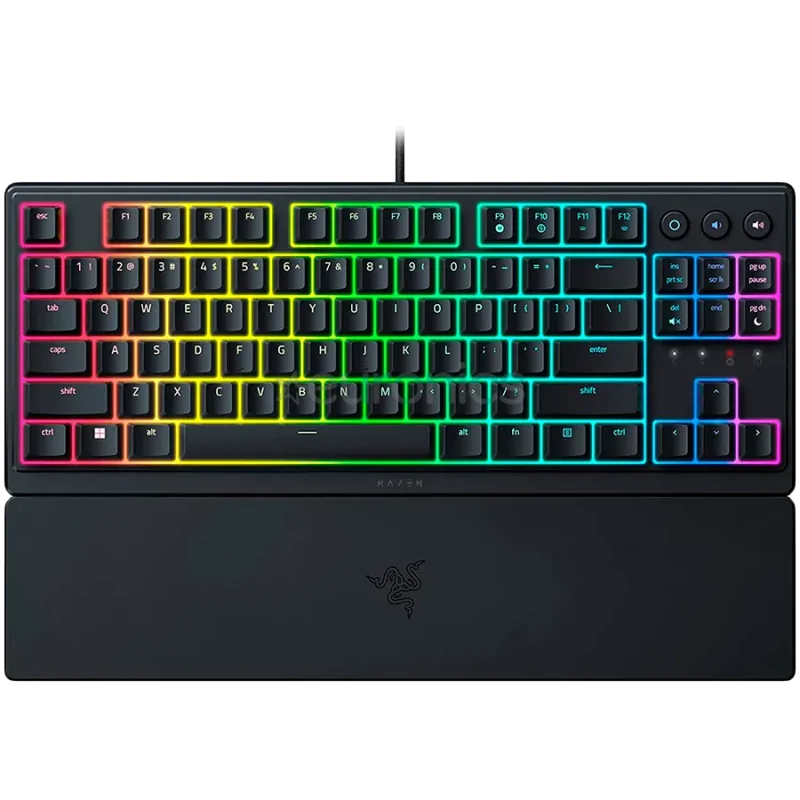 Razer Ornata V3 Tenkeyless, Low Profile Gaming Keyboard, US Layout, 8 Razer Chroma™ RGB Lighting Zones, Dedicated Media Keys, UV