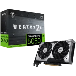 MSI Video Card NVIDIA GeForce RTX 5050 8G VENTUS 2X OC, 8GB GDDR6, 128-bit, 2602 MHz Boost, 2560 CUDA Cores, PCIe 5.0 (x8), 3x D