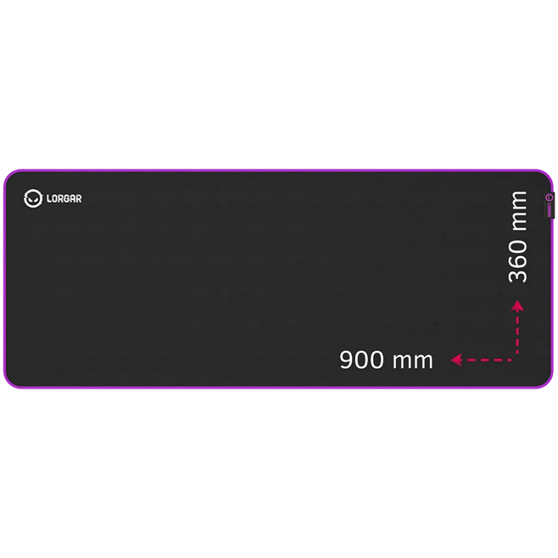 Lorgar Main 319, Gaming mouse pad, High-speed surface, Purple anti-slip rubber base, size: 900mm x 360mm x 3mm, weight 0.6kg - 1